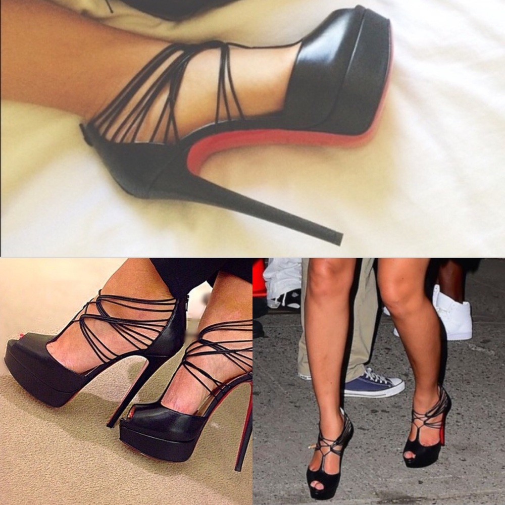 Louboutin black platform sandal heels size 39